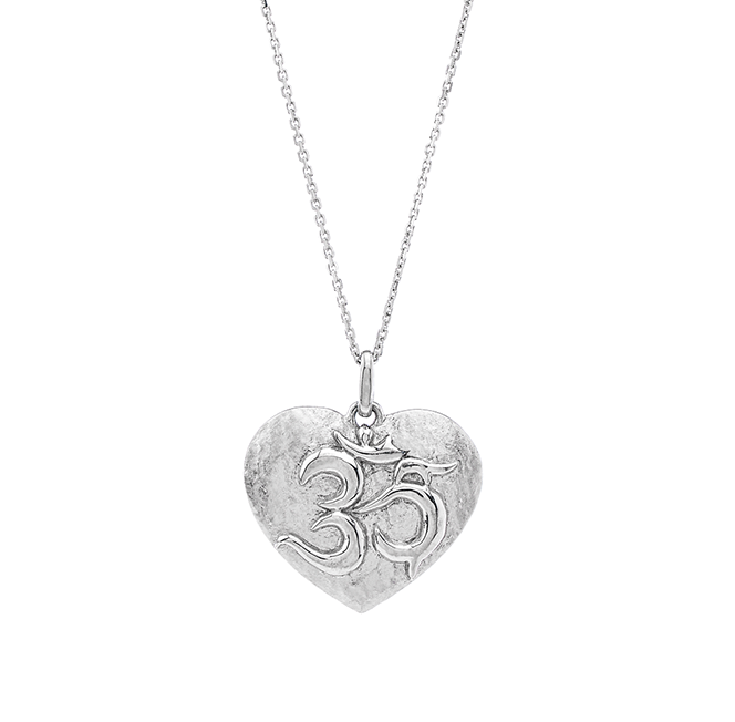 Sterling Silver Om Heart Necklace - Kabartsy