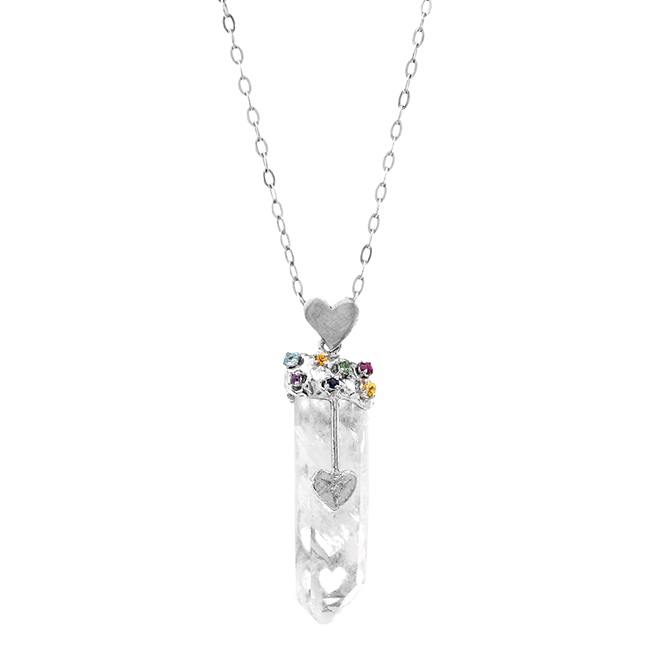Aligning Crystal Drops Silver Necklace - Kabartsy