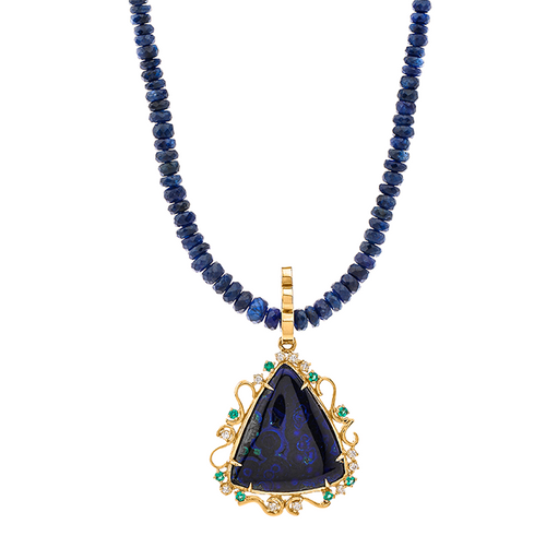Deep Blue Ocean Gold Necklace - Kabartsy