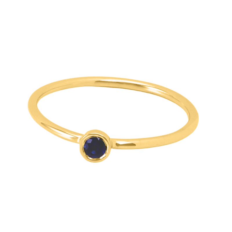 14K Solid Bezel Set Blue Sapphire Ring - Kabartsy