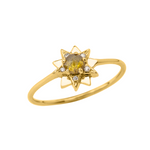 14K Solid Gold Yellow Diamond North-Star Ring - Kabartsy