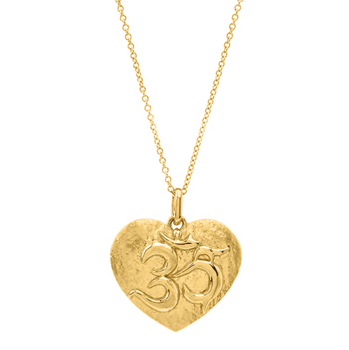 Gold Om Heart Necklace - Kabartsy