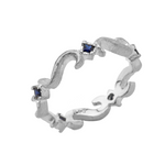 Sapphire Swirling Star Silver Band - Kabartsy