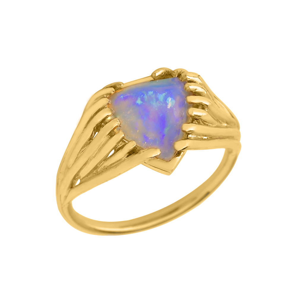 Trillion Opal Wire Gold Ring - Kabartsy