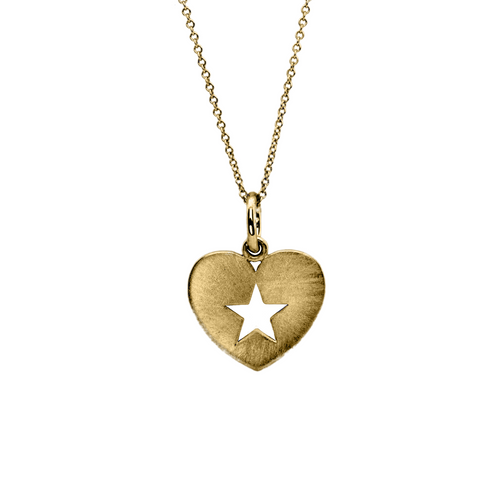 Mini 14K Solid Gold Twinkle Heart Necklace - Kabartsy