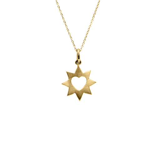 Mini 14K Solid Gold Gleaming Heart Necklace - Kabartsy